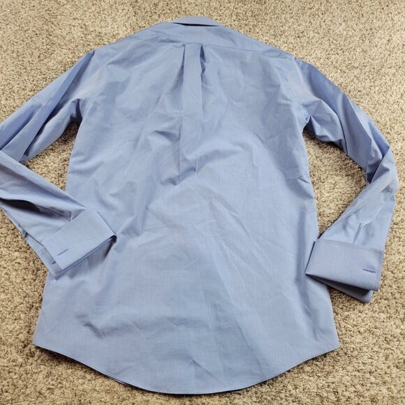 Brooks Brothers Dress Shirt Mens 15 34 Blue Button Up Regent French Cuff Flaw* - Picture 7 of 8